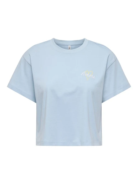 Only   ONLANNBEL S/S BOXY CROP TEE JRS Kadın Mavi T-Shirt - 15348981 ürün görseli 1