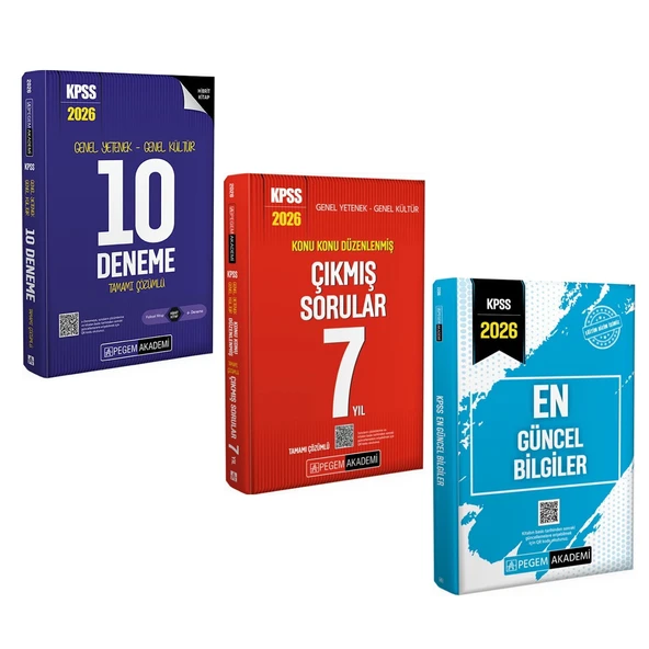 Pegem Yayınları KPSS 2026 Çıkmış Sorular 10 lu Deneme ve Güncel Bilgiler Seti 3 Kitap ürün görseli 1