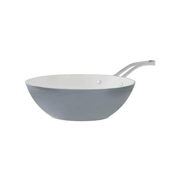 Madame Coco Nano Seramik Wok Tava - Gri/Beyaz - 28 cm ürün görseli 1