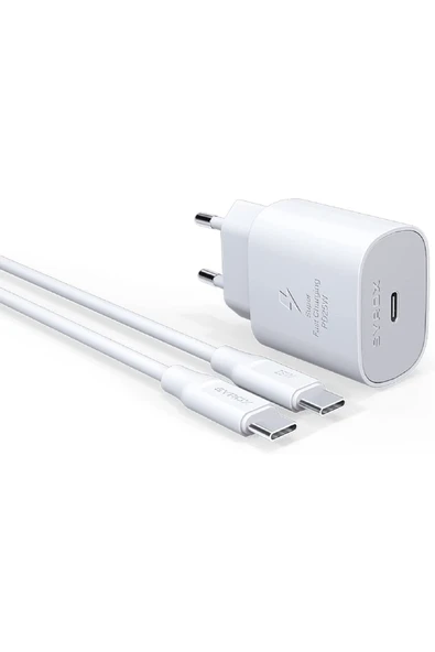 Syrox Hızlı Şarj Type-c Başlık Giriş / Type-c Kablolu 25w 3.0 Amper Pd Ev Şarj Aleti Cihazı Seti Pd25t ürün görseli 1