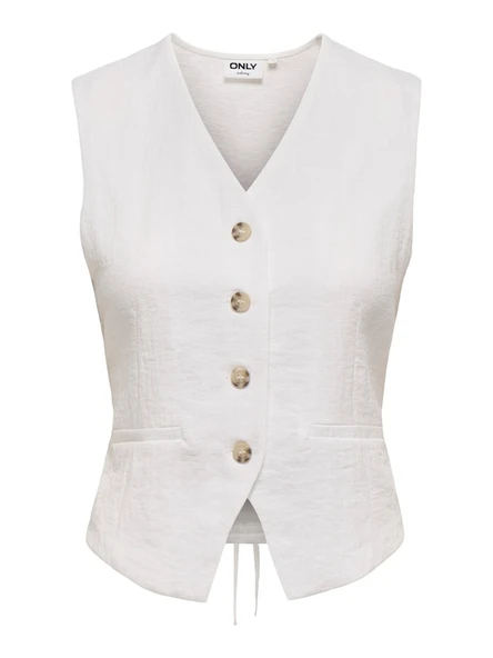 Only   ONLITA S/L LINEN LOOK WAISTCOAT TLR Kadın Beyaz Yelek - 15370277 ürün görseli 1