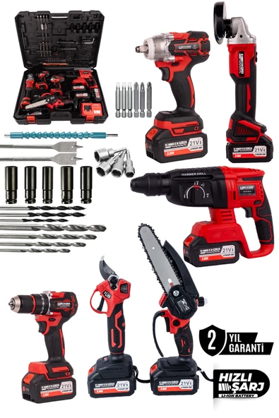 KİMMEER PLUS KİMMEER 6'lı Set Kırıcı Delici Hilti Vidalama Taşlama Somun Sökme Budama Testeresi Budama Makası ürün görseli 1