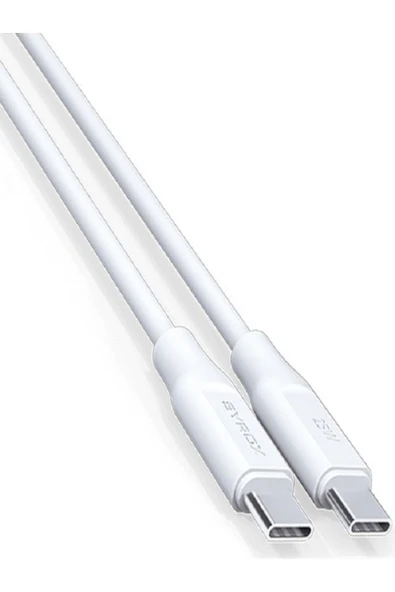Syrox Type-C To Type-C Pd 25W Hızlı Data/şarj Kablosu 1mt Beyaz (Her İki Ucu da Type-C Dir) PD25TK ürün görseli 1
