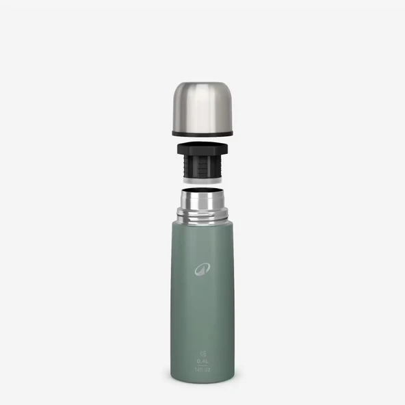 QUECHUA Outdoor Paslanmaz Çelik Termos - 0,4 L - Yeşil - Resim 4