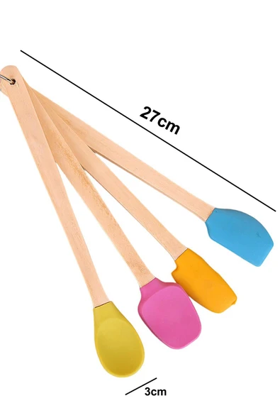 4'lü Isıya Dayanıklı Silikon Spatula Seti Silikon Mutfak Seti Renkli Kaşık Spatula Seti ürün görseli 1
