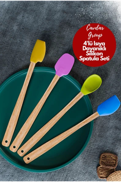 4'lü Isıya Dayanıklı Silikon Spatula Seti Silikon Mutfak Seti Renkli Kaşık Spatula Seti ürün görseli 1