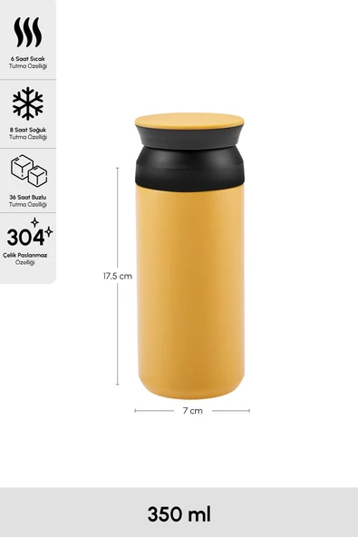 Karaca Rainbow Çelik Sızdırmaz Termos Sarı 350 ml - Resim 2