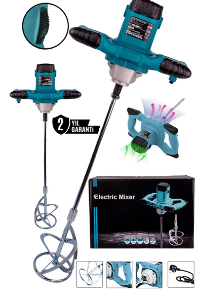 KİMMEER PLUS Profesyonel 1800w Devir Ayarlı Elektrikli Alçı Boya Ve Harç Karıştırıcı Mikser ürün görseli 1