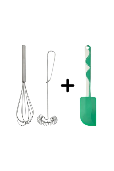 IKEA Mutfak Seti - IDEALISK 2'li Paslanmaz Çelik Çırpıcı + GUBBRÖRA Yeşil Beyaz Spatula ürün görseli 1