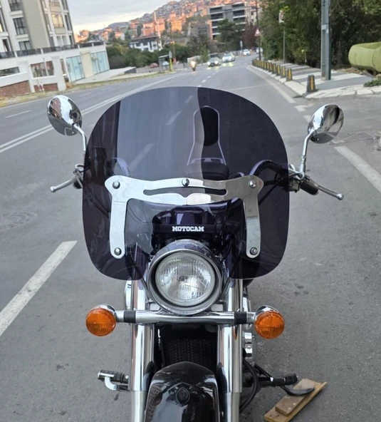 MOTOCAM Honda Shadow 750 Ön Cam 1999-2010 Model 45cm Siyah Renkli 4mm APARATSIZ ürün görseli 1