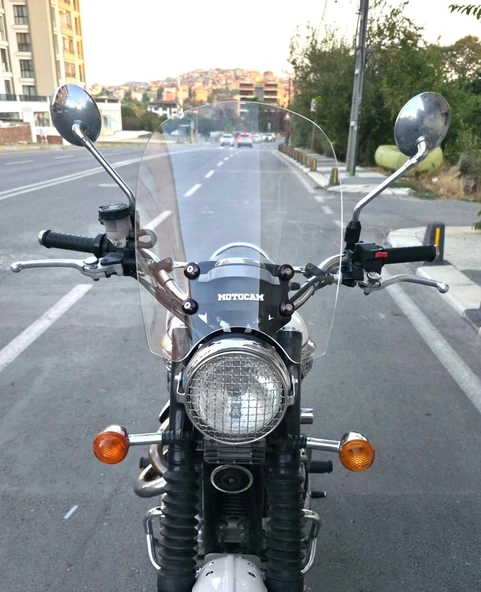 MOTOCAM Trıumph Scrambler 900 Ön Cam 2005-2025 Model 45cm Şeffaf Renkli 4mm ürün görseli 1