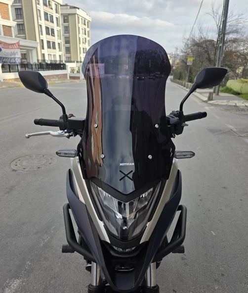 MOTOCAM Honda NC 700 750 X Ön Cam 2021-2024 Model 59cm Siyah Renkli 4mm UZUN ürün görseli 1