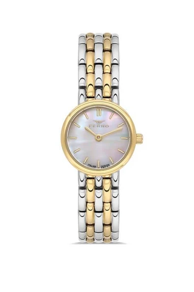 Ferro FL21486A-D FL21486A-D Quartz Çelik Kordon Sarı-Gri 22 mm Kadın Kol Saati ürün görseli 1