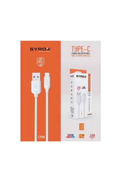 Syrox C109 Type-C 1M 3,0A 18W Quick Kablo ürün görseli 1