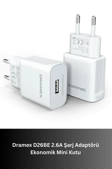 Dramex D26BE 2.6A Şarj Adaptörü – Ekonomik Mini Kutu ürün görseli 1
