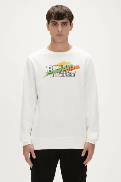CRAYON CREWNECK SWEATSHIRT ERKEK EKRU 23.02.12.012 ürün görseli 1