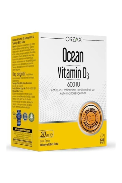 Ocean Vitamin D3 600 IU Oral Sprey 20 ml ürün görseli 1