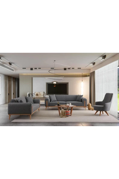 Ak sofa LEON KOLTUK TAKIMI 3+3+1 GRİ Gri ürün görseli 1