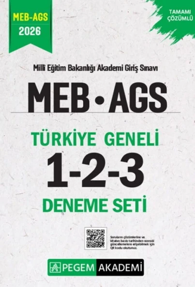 2026 MEB AGS Tamamı Çözümlü Türkiye Geneli 1-2-3 Deneme Seti Pegem Yayınları ürün görseli 1