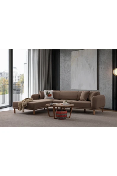 Ak sofa STELLA SOL KÖŞE KAHVERENGİ Kahverengi ürün görseli 1