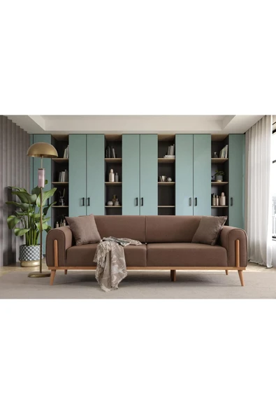 Ak sofa LEON 3+3 KANAPE KAHVERENGİ Kahverengi ürün görseli 1