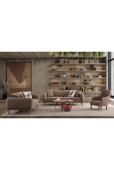 Ak sofa STELLA KOLTUK TAKIMI 3+3+1 KAHVERENGİ Kahverengi ürün görseli 1
