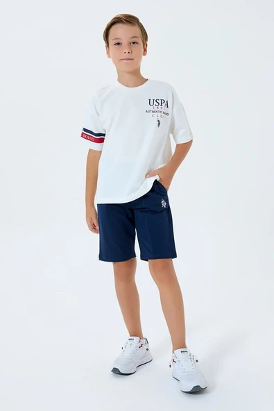 U.S. Polo Assn Erkek Çocuk Bermuda  2'li Takım Beyaz ürün görseli 1