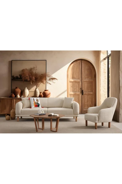 Ak sofa STELLA BERJER KREM KREM - Resim 3