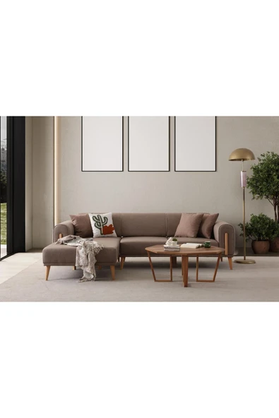 Ak sofa LEON SOL KÖŞE KAHVERENGİ Kahverengi ürün görseli 1