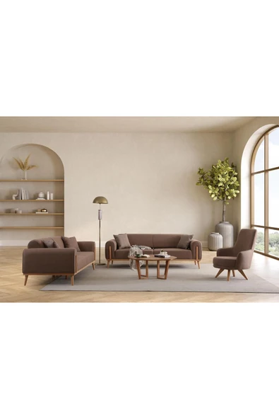 Ak sofa LEON KOLTUK TAKIMI 3+3+1+1 KAHVERENGİ Kahverengi ürün görseli 1