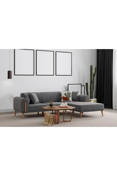 Ak sofa LEON SAĞ KÖŞE GRİ Gri - Resim 2