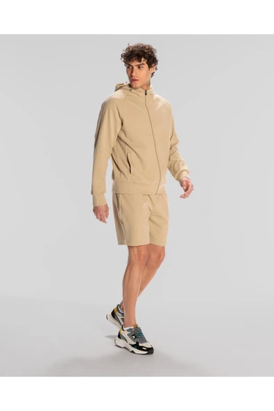 Tolgana Full Zip Erkek Bej Regular Fit Fermuarlı Eşofman Üstü ürün görseli 1