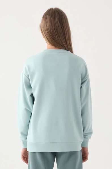KIZ ÇOCUK SWEATSHIRT - ACIK MINT - Resim 4