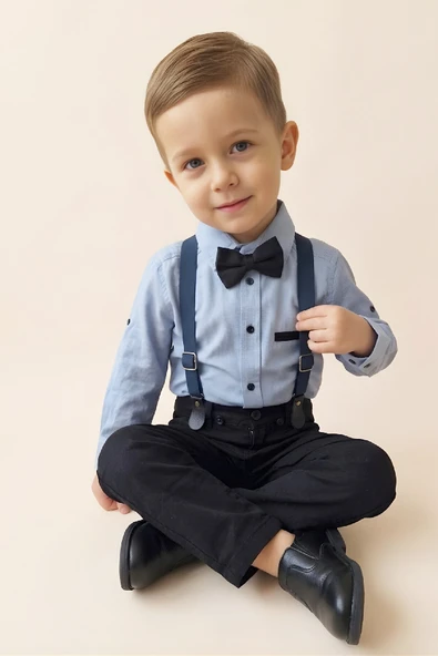 Erkek Bebek 4'lü Takım Set (Pantolon+Gömlek+Askılı Kemer+Papyon) 12631 ürün görseli 1