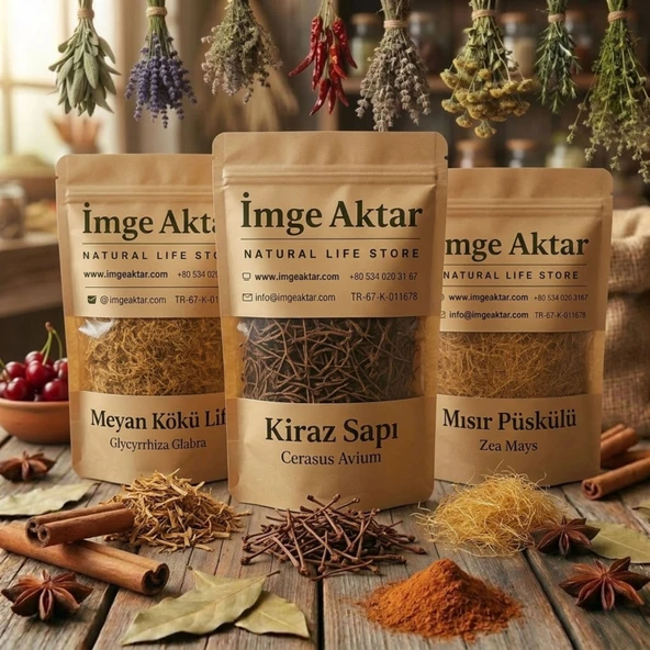 Mısır Püskülü - Kiraz Sapı - Meyan Kökü Lif 3'lü Set (3x50 gr) ürün görseli 1