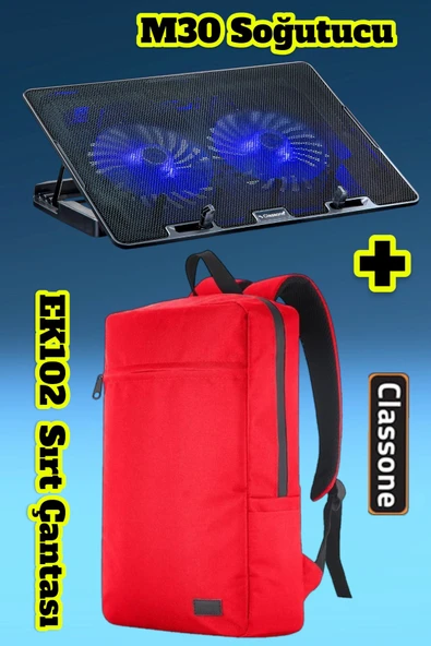 Classone PR-EK102 15,6' Su Geçirmez Kumaş Notebook Sırt Çantası+M30 Notebook Soğutucu ürün görseli 1