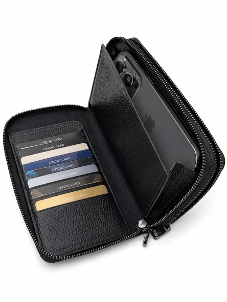 Hakiki Deri El Çantası Portföy – Kartlık Para Telefon Bölmeli Çok Gözlü Premium %100 Deri 8683255014118 ürün görseli 1