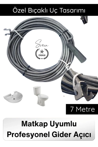 #KanalAçıcı 7 Metre Spiral Kanal Açma Susta Matkap Uyumlu Bıçaklı Pimaş Gider Açıcı Boru Temizleme Aparatı Klozet Lavabo ürün görseli 1