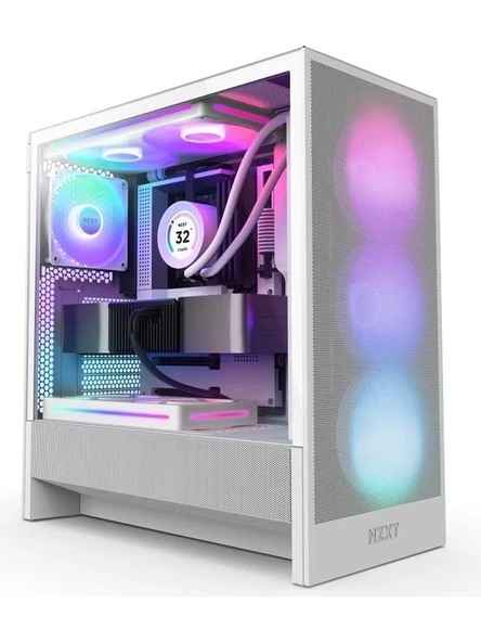 NZXT H5 FLOW 2024 ATX Temperli Cam BEYAZ RGB CC-H52FW-R1 Beyaz Mid Tower Kasa ürün görseli 1