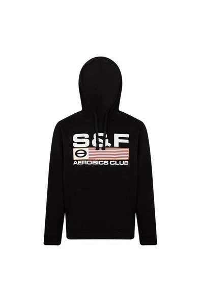 Men Kapüşonlu Sweat Erkek Siyah Sweatshirt 23159-2 ürün görseli 1