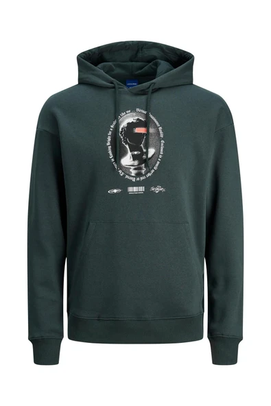 Jack & Jones Erkek Kapüşonlu Önü Baskılı Sweatshirt 12243619 ürün görseli 1
