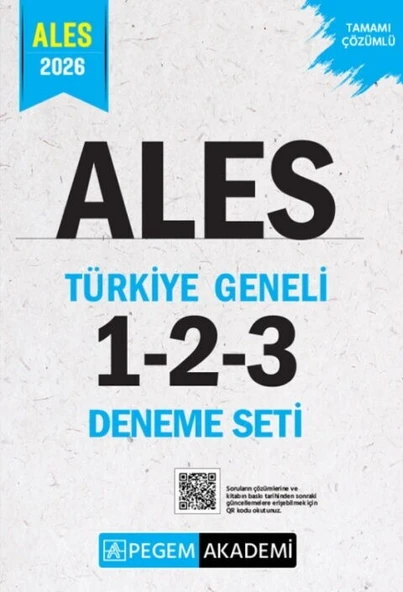 2026 ALES Tamamı Çözümlü Türkiye Geneli 1-2-3 Deneme Seti Pegem Yayınları ürün görseli 1