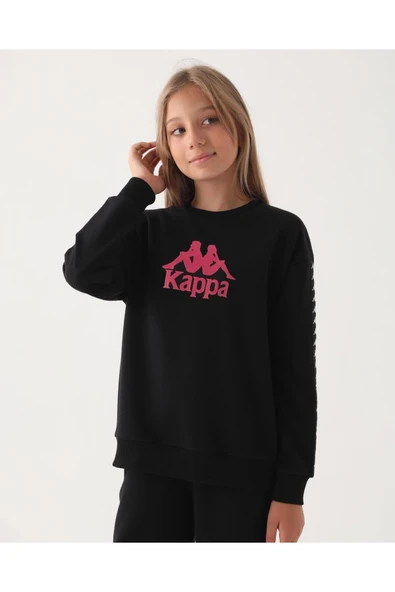 Authentic Bernard Kız Çocuk Siyah Oversize Fit Sweatshirt ürün görseli 1