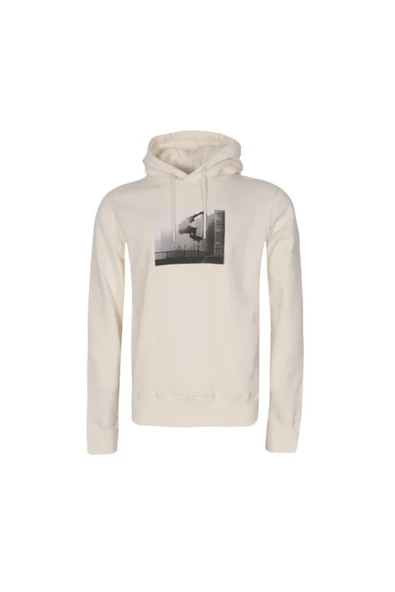Erkek Beyaz Kapüşonlu Baskılı  Sweatshirt 21203 ürün görseli 1