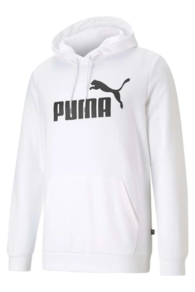 586688 ESS Big Logo Hoodie Erkek Kapüşonlu Sweatshirt BEYAZ ürün görseli 1