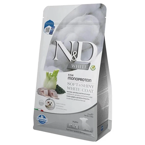 N&D White Balıklı Spirulinalı Mini Yavru Köpek Maması 1,5kg ürün görseli 1