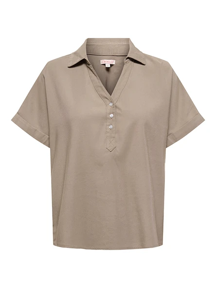 Only   ONLARIS LIFE CAP SLEEVE SHIRT WVN CC Kadın Gri Bluz - 15364279 ürün görseli 1