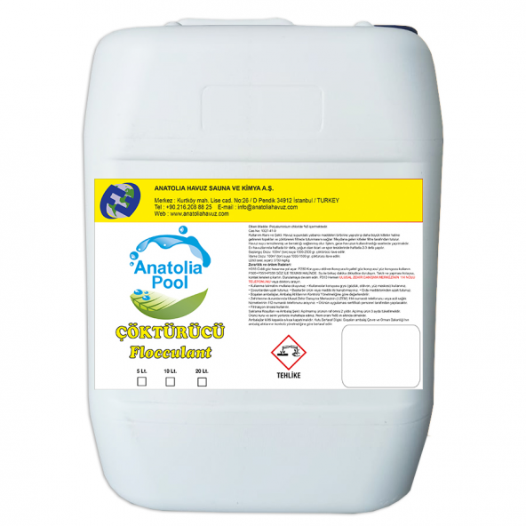 Anatolia Pool Çöktürücü 20 Lt (Flocculant / Çökeltici / Topaklayıcı) ürün görseli 1