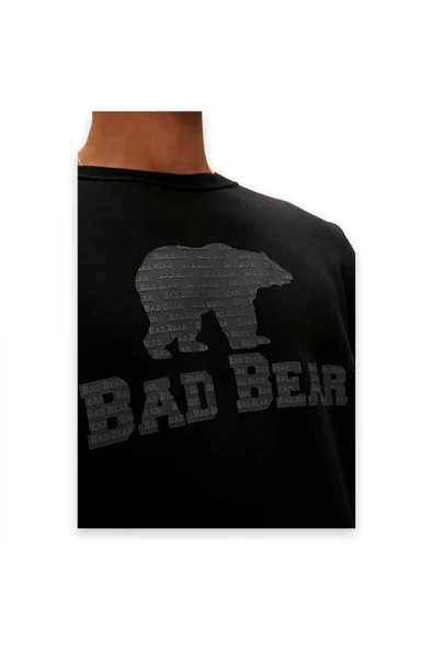 Bad Bear Logo Crewneck Siyah Erkek Sweatshirt - Resim 4