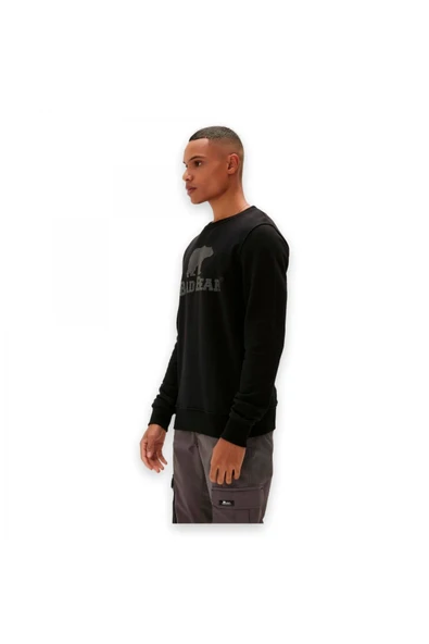 Bad Bear Logo Crewneck Siyah Erkek Sweatshirt - Resim 5